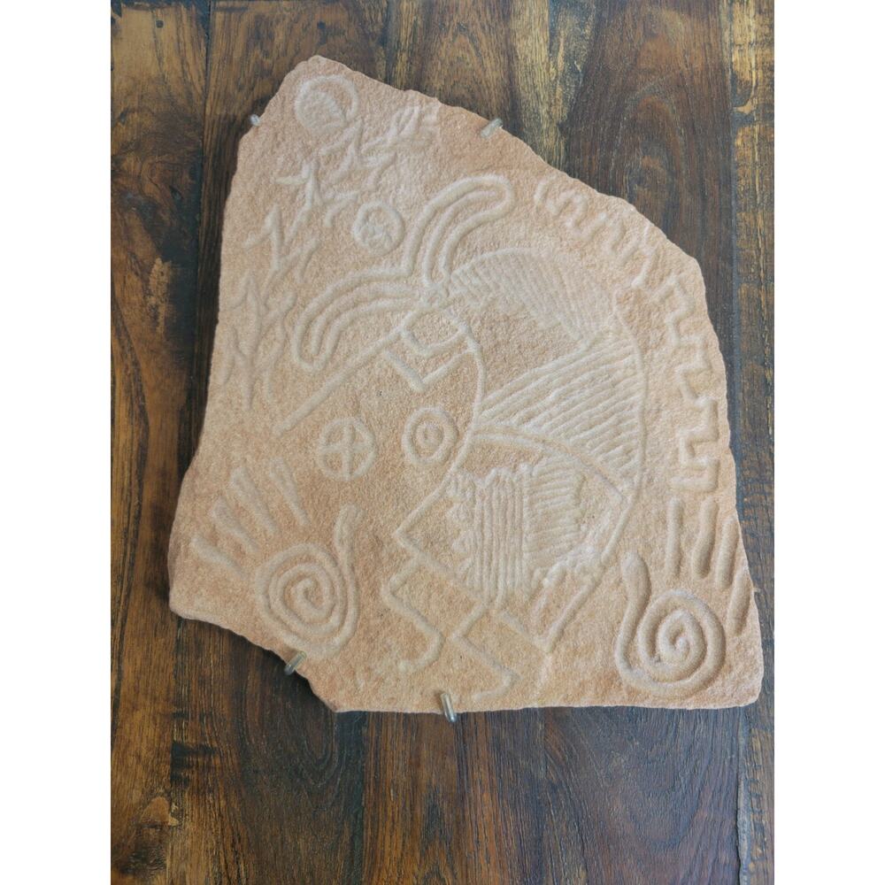VTG Hand Carved Sandstone Kokopelli Wall Hanging Vintage Southwestern Home Decor